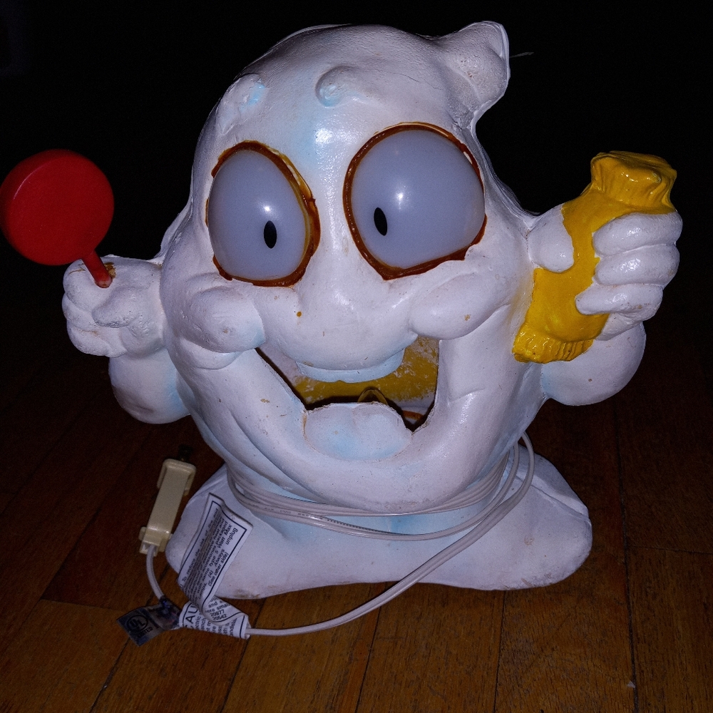 Vintage Halloween blowmold ghost holding candy
